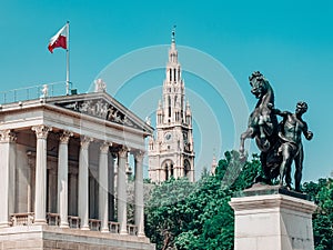 Vienna Parliament Votive Church Panorama Landscape in Europe Austria Austrian View