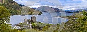 A panorama view above Loch Duich and Loch Alsh, Scotland photo