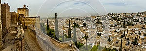 A panorama view across the Albaicin district in Granada, Spain