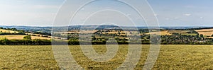 A panorama view across the Cotswold hills, UK