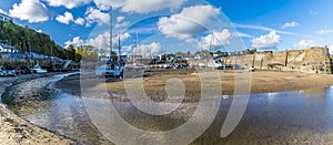 A panorama view across the harbour at Saundersfoot, South Wales