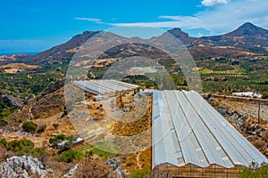 Panorama view of agricultural landscape near Asomatos and Lefkog