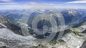 Panorama view from Aiguille du Midi on Chamonix