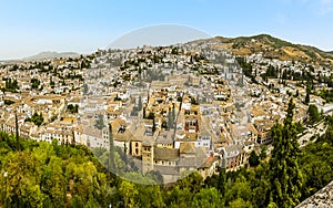 A panorama view of the Albaicin district in Granada, Spain