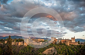 Panorama view of Alhambra palace, Granada, Spain