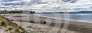 A panorama view along the beach at Nairn, Scotland