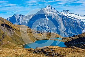 Panorama view of Bachsee in Swiss Alps