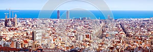 Panorama view of Barcelona in sunny day. Spain