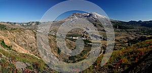 Panorama View Of The Barren Landscape Of Volcano Mount St. Helens Oregon USA