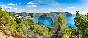 Panorama view of the bay in Camp de Mar, Majorca Spain.