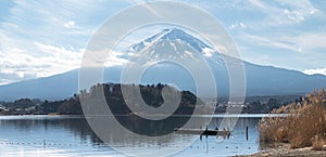 Panorama view of beautiful mt.Fuji in the afternoon.