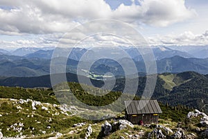 Panorama view from Benediktenwand mountain in Bavaria, Germany