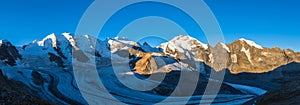 Panorama view of Bernina massiv in morning sunshine