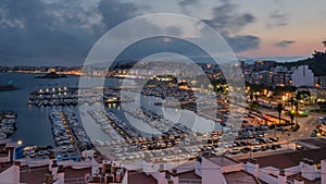 Panorama view of Blanes city in the evening, Costa Brava, Spain