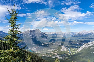 Panorama view Bow Valley Town of Banff, Banff National Park, Alberta, Canada.