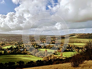A panorama view from Box Hill