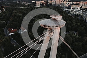 Panorama view of bridge SNP in Bratislava, Slovakia