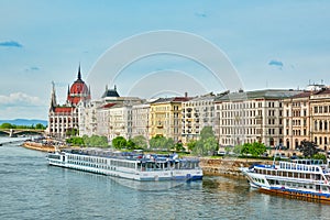 Panorama View on Budapest city from Fisherman Bastion.