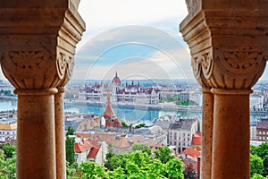 Panorama View on Budapest city from Fisherman Bastion.