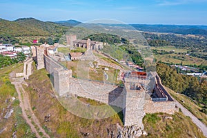 Panorama view of castle in Spanish town Aracena.