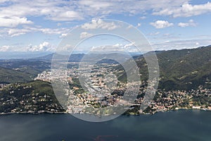 Panorama view of Chiasso and Cernobbio from across the Lake Como