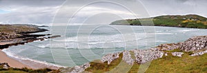 Panorama view from Chimney Cove on Atlantic ocean and Mizen head
