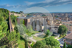 Panorama view of church of Sant Domenec in Spanish town Girona photo