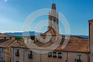 Panorama view of church of Sant Feliu in Spanish town Girona