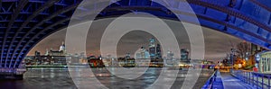 Panorama view of the city of London at night, UK