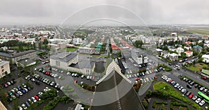 Panorama view of colorful houses in Reykjavik city center, Iceland