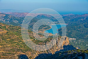 Panorama view of Cretan countryside with Aposelemis dam, Grecee