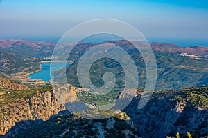 Panorama view of Cretan countryside with Aposelemis dam, Grecee photo