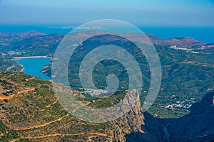 Panorama view of Cretan countryside with Aposelemis dam, Grecee photo