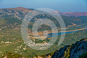 Panorama view of Cretan countryside with Aposelemis dam, Grecee photo