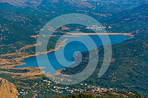 Panorama view of Cretan countryside with Aposelemis dam, Grecee photo