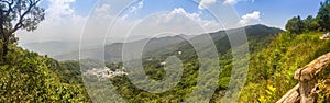 Panorama view of Doi PuiÃ¢â¬â¢s Hmong ethnic hill-tribe village, aerial view green forest on the mountain background. Doi Pui Hmong