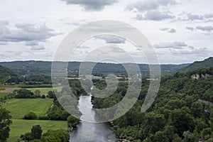 panorama view of Dordogne river and landscape in France