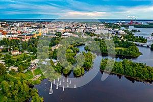 Panorama view of Finnish town Oulu