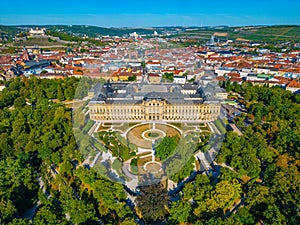 Panorama view of German town Wurzburg and Residenz palace