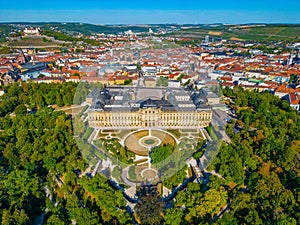 Panorama view of German town Wurzburg and Residenz palace