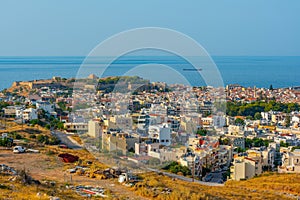 Panorama view of Greek town Rethimno at Crete island