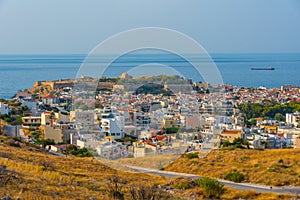 Panorama view of Greek town Rethimno at Crete island