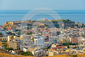 Panorama view of Greek town Rethimno at Crete island