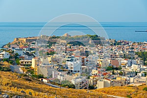 Panorama view of Greek town Rethimno at Crete island
