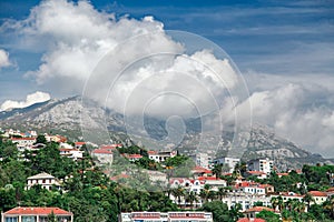 Panorama view at Herceg Novi city and high mountain