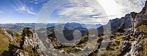 Panorama view Heubergkopf mountain, Untersberg in Bavaria, Germany