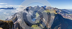 Panorama view from Hoher Kasten an the Alps peaks