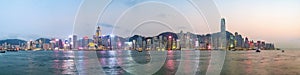 Panorama view of Hong Kong skyline on the evening.