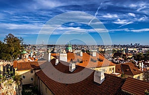 Panorama View From Hradcany Castle Over The City Prague In The Czech Republic