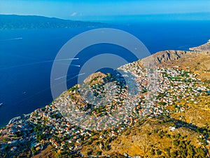 Panorama view of Hydra town in Greece